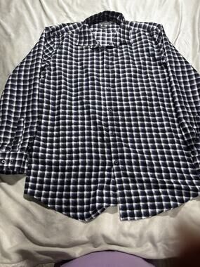 Black Label By Ruffini Men's Large Plaid Long Sleeved Slim Fit Button Up Shirt